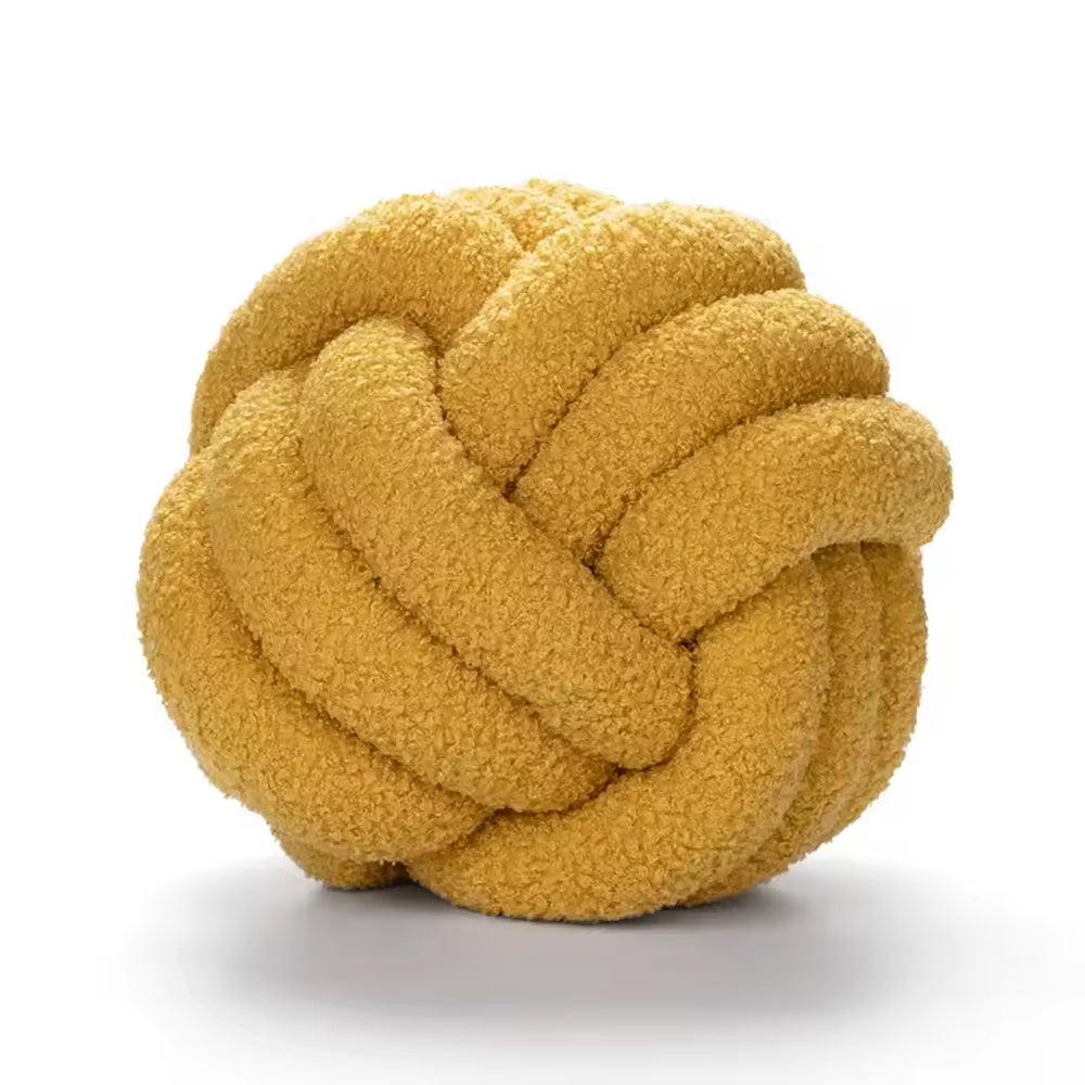 Hand-woven Knotted Ball Pillow Yellow