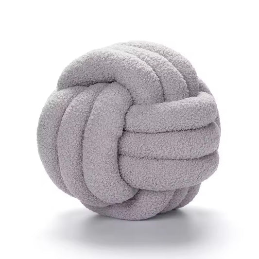 Hand-woven Knotted Ball Pillow Grey
