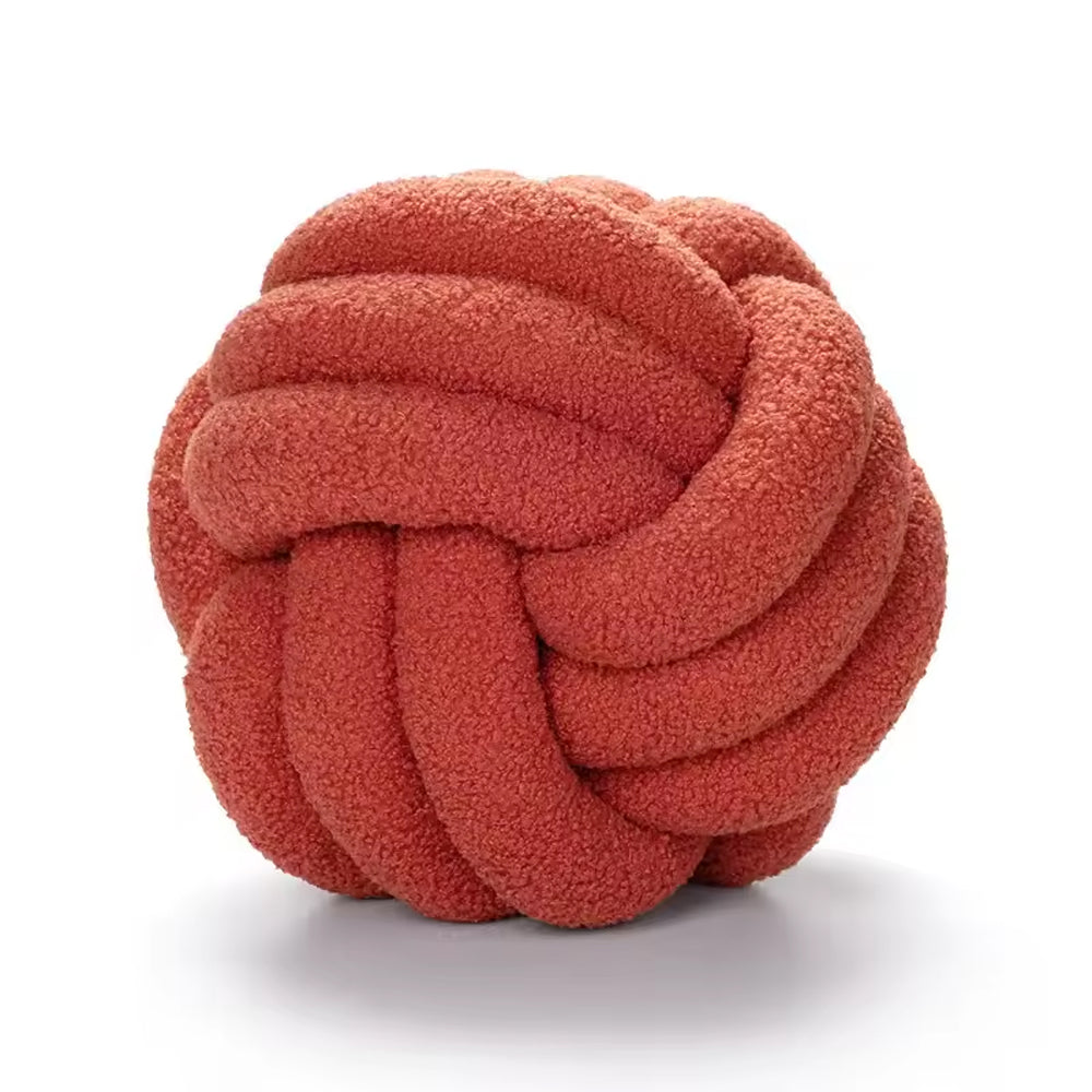 Hand-woven Knotted Ball Pillow Orange