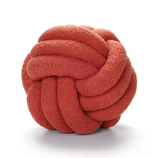 Hand-woven Knotted Ball Pillow Orange